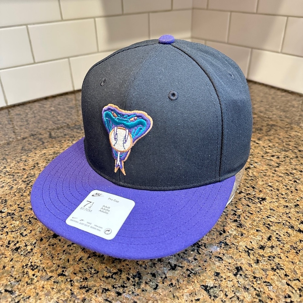 Arizona Diamondbacks Nike Pro Cap Fitted Hat 7 1/4 Black Purple MLB New